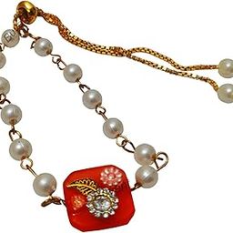 Buyent ® rakhi bracelet for women unisex Elegant Kundan Rakhi bracelet for brother, Round Flower Stone Studded Beaded rakhi for bhabhi with roli chawal pack-image-54