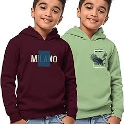 HELLCAT Boys Regular Fit Fulsleeve Hooded Sweatshirt with Rib - Combo Pack of 2-image-2
