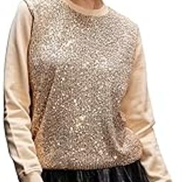Beige Sequin Oversized Sweatshirt-image-2