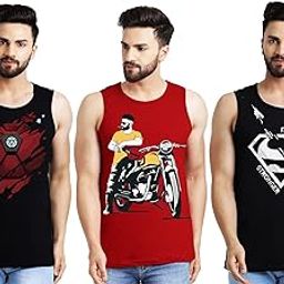 Men's Regular Fit Cotton Blend Sleeveless T-Shirt (Pack of 3)-22