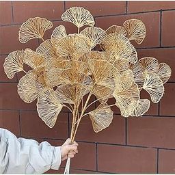 Art Street Polyester Artificial Plants Golden Grass Fake Shrubs Apricot Leaves Set of 1 Indoor for Home, Bedroom, Living Room-image-38