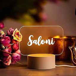 Personalized Name LED Night Table Lamp Customized Gifts for Christmas Secret Santa Happy New Year Men Women | Gifts for Men Women | Husband Wife Girlfriend Boyfriend Office Colleagues White Base-2