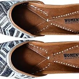 Genuine Leather Fancy White Color Multi Beads Embroidery Jutti for Women-image-93