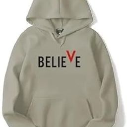 Women Believe Printed Hoodies Fleece Material Hoodies Full Sleeves Winter Wear, Hooded Neck Regular Fit Long Sleeve Womens Sweatshirt, Winter Wear for Women-image-1