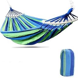 Besillia Hammock 280 x 100 cm with Wooden Spread Bars,Portable Hammock Clefairy Perfect for Camping and Outdoors or Gardens and Travel – Max Load 200kg Blue-image-0