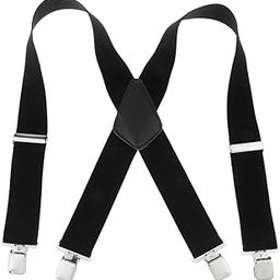 Suspenders w/Heavy Duty Clips&X Back Adjustable Straps for Adults black-image-64