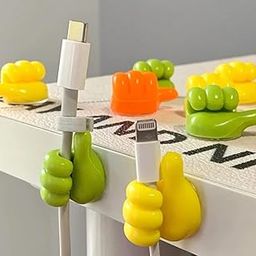 WROPZO Thumb Cable Clips,Cord Holder Multi-Functional Wall Hooks Cable Organizer Cable Management for Desk Home Office Car Multi Color(Pack of 5)-85
