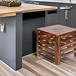 DIAMOND ARTS Stylish Natural Wood Square Stool with Hidden Storage Pre-Assembled Multi-Purpose Furniture for Living Room, Bedroom, Garden & Outdoor Spaces | Perfect as Bedside Table, Side Table & Seat-21