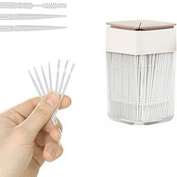 200PCS Toothpick,Interdental Brush for Teeth,Double Head Dental Floss Interdental Toothpick,Plastic Toothpicks for Teeth for Teeth Cleaning Tools(White)-image-3