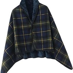 UJEAVETTE Poncho Blanket Cozy for Women Wearable Blanket for Home Bed Gift for Grandma Blue 80x130cm-image-17