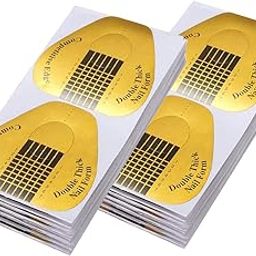 200 Pcs Long Nail Forms for Acrylic Nails, Thick Art Tips Extension, Durable Paper Forms for Gel, Former Stickers With Numbers Marked-42