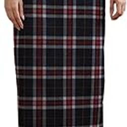 Women Red Checked Mid-Rise Side Slit Straight Maxi Skirt-picture-14