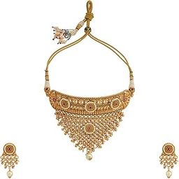 Fashion Jewellery Ruby Gold Polished Antique Necklaceset With Adjustable Thread|Best For Gifting & Special Occasion - 442366-image-10