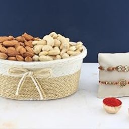 SFU E Com Set Of 2 Rakhi With Dry Fruit Hamper For Rakshabandhan Gift | Dry Fruit And Rakhi For Brother | Dry Fruit Basket Hamper | 95-87