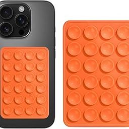 Silicone Suction Cup for Cellphone, Phone Mount Suction Cup, Suction Cup Phone Case for Hands-Free Toy Mirror Shower Phone Holder, Videos, and Selfies Phone Accessory (Orange)-4