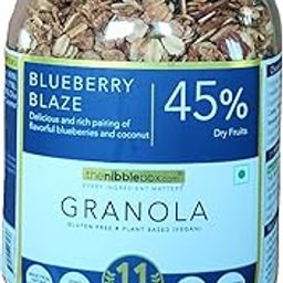 thenibblebox Blueberry Blaze Granola 500g, Jar [45% dry fruits, Gluten free, Plant based/vegan friendly, No additives/preservatives]-image-97