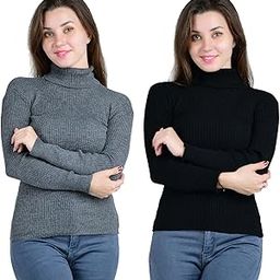 Women's Woollen High Neck Full Sleeves Pullover Sweaters for Winters Pack of 2-image-50