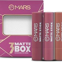 MARS Matte Box Set of 3 Lipsticks for Women | Long-Lasting | Smooth Finish | Moisturising | One Swipe Pigmentation | (3x3.2 gm) (02-Peaches & Nudes)-15