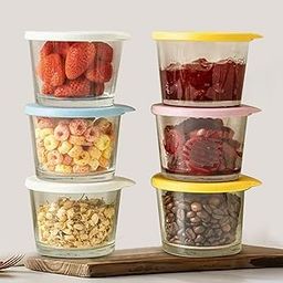 PANCA Fridge Storage Containers Set Of 4 Leak Proof Glass Jars With Lid Kitchen Storage Box Glass Containers For Kitchen Microwave Safe Bowl Set, Transparent-picture-0