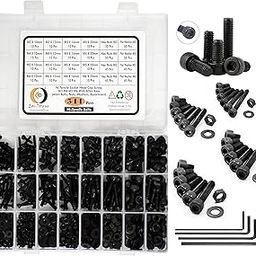 Epi-Torque Hi-Tensile 12.9 Socket Head Cap Screw Allen Bolt Dia M3 M4 M5 M6 Thread Length 10mm to 20 mm Screws Assortment with Matching Hex Nuts, Flat Washer & Allen Keys Pack of 544 Pcs Pack (Black)-26