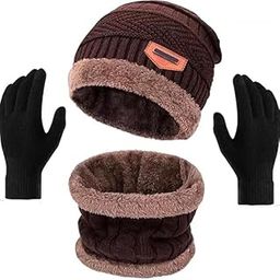 Knitted Winter Set with Beanie, Neck Warmer, and Gloves,-image-41