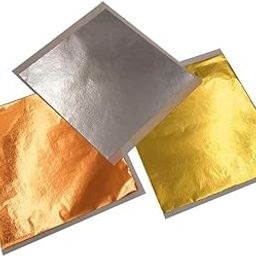 Gold Leaf Sheets, 300 Sheets, 8 by 8.cm Warq Golden Foil Paper for Gilding, Resin Art, Maysur Paintings, Arts Crafts, Nail Deco, Furniture, DIY Projects (3.14 x 3.35 inches, Gold, Silver, Copper)-19