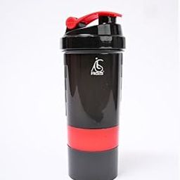AGIS Spider Protein Shaker Bottle, 500 ml, BPA Free, with Capsule Storage, Dual Compartment, Stainless Steel Blending Spring (RED)-image-27
