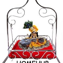 HomeHub Stainless Steel Krishna Jhula/Krishna hindola/parna/Laddu Gopal Krishna julha/Decorative Swing with Red Cloth, Traditional Design- Set of 1 pc-image-52