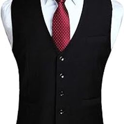 Waistcoat for Men Black Sleeveless Jacket Formal Casual Latest Stylish for Wedding Party Office Wear-picture-10