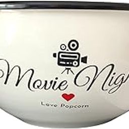 Delightful Bliss White Popcorn Bowl-Retro Family-Size Popcorn Bucket Tub For Party & Movie Night Snacks-Non Chip, Shatterproof, Enamel Coated Stainless Steel Serving Container - 80oz Capacity, 5x9.5-image-38