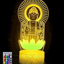 Jinnwell 3D Buddha led Night Light Lamp Illusion Night Light 16 Color Changing Table Desk Decoration Lamps Gift Acrylic Flat ABS Base USB Cable Toy-15