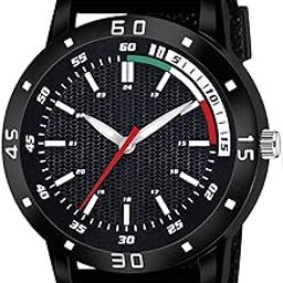 Black Dial PU Strap Stylish Analog Watch for Men-TIGEE-PU-TIRANGA-Black_48-picture-50