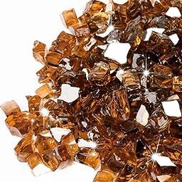 GASPRO 10-Pound Fire Pit Glass High Luster, 1/2inch Reflective Tempered Fire Glass in Cosmic Copper-image-42