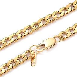 Gold Plated No-Tarnish No-Fading Stainless Steel 7mm Thickness Chunky Hip-Hop 20 inch Long Chain Necklace For Men And Women (NK1074) 1Pc-image-10
