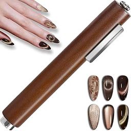 THR3E STROKES 3 in 1 Nail Magnet, Multifunctional Cat Eye Gel Nail Polish Magnet Pen, 3D Magnetic Nail Polish Stick for Home DIY, Salon, Studio, Nail Art Design Tools (3 IN 1)(DARK BROWN)-5