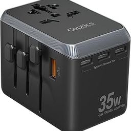 Ceptics 6-in-1 Universal Travel Adapter – 35W International Charger with, 2 USB-C (1 PD/QC 3.0 Port), 3 USB-A Fast Charge Ports, Universal Plug Socket, and 10-Year Warranty.-16