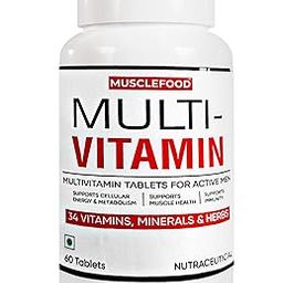 Musclefood Multivitamin for Active Men, 60 Tablets, 34 Vitamins and Minerals, Ashwagandha, Grape Seed Extract-50