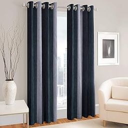 MODERN FAB Polyester Blend Long Crush Eyelet Door 7 ft Curtains (Grey) Set of 2-image-57