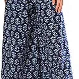Women's Flared Mid Rise Allover Ethnic Printed Elasticated Waistband Flapanelled Palazzos-image-2
