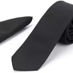 Men's Neck Tie | Matte Finish Microfiber | Formal Gift Plain Solid Slim Free-Size Boys Necktie | Casual Interview Party Matt (NeckTie with Pocket Square) Combo | Unisex-image-3