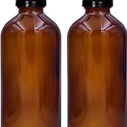 DINEMART Pack of 2PCS Leak Proof 100ML Amber Round Empty Glass Bottle with Black Cap and Inner White Stopper, Refillable Glass Bottle for Essential Oils, Blends, DIY Perfumes & Face Oils-picture-54
