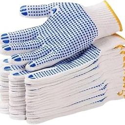 QTM 12Pairs Grip Safety Work Gloves Anti-slip Dots Bulk Gloves Moist Cotton Knit Gloves for Garage Warehouse Construction-image-11