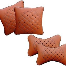 Universal Hub Neck Rest Cushion Set of 4 for All Cars - Tan | Ergonomic Support, Soft Fabric, Adjustable | Car Neck Pillow for Comfort & Pain Relief-image-21