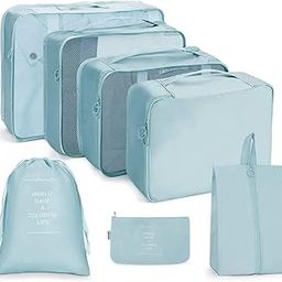 CAVALO – Be Unique 7 Piece Travel Packing Organizer Set for Luggage. Lightweight Nylon Organizer Bags with Shoe Bag, Toiletry Pouch, Laundry & Cosmetic Bags for Clothes & Accessories (Light Blue)-image-22