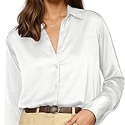 Solid Button Up Drop Shoulder Officewear Casual Formal Long Sleeve Satin Shirt for Women's & Girl's-image-36