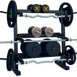 KENIT Heavy-Duty Multi-Purpose Dumbbell Rack, Plate Stand and Bar Holder (Black)-12