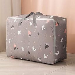 Non-woven Extra Large Size Underbed Storage Bag Waterproof (58 x 40 x 23 cm) - Zippered Closure & Handle Swan Print, Rectangular-1