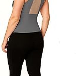 Women's Activewear Set, Sleeveless Mesh Back Top with High-Waist Leggings, Black and White, 2-Piece Workout Set-image-22
