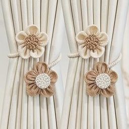 Catchy Rope White & (Set of Brown Holders Holdback 2) Curtains Tieback Drapery Jute Tiebacks. Natural Decorative Window Neutral Combo Curtains Floral Curtain Beautiful-29