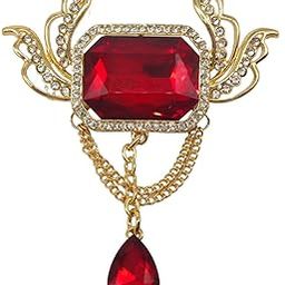 Rhodium plated Fashion Brooch Red White Rhinestone Crab Pin Red Gold Alloy Brass Crystal Brooch For Men And Women-image-92